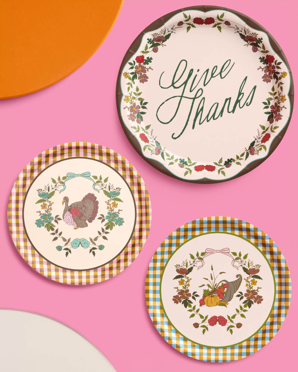 Iridescent Harvest Paper Plates with Dual Sizes and Mixed Patterns, 32 Count