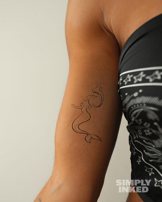 Mermaid Design Temporary Tattoo with Pigment Transfer, 14-Day Wear
