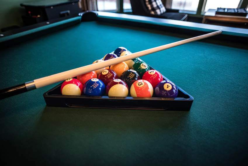 Pool table with balls