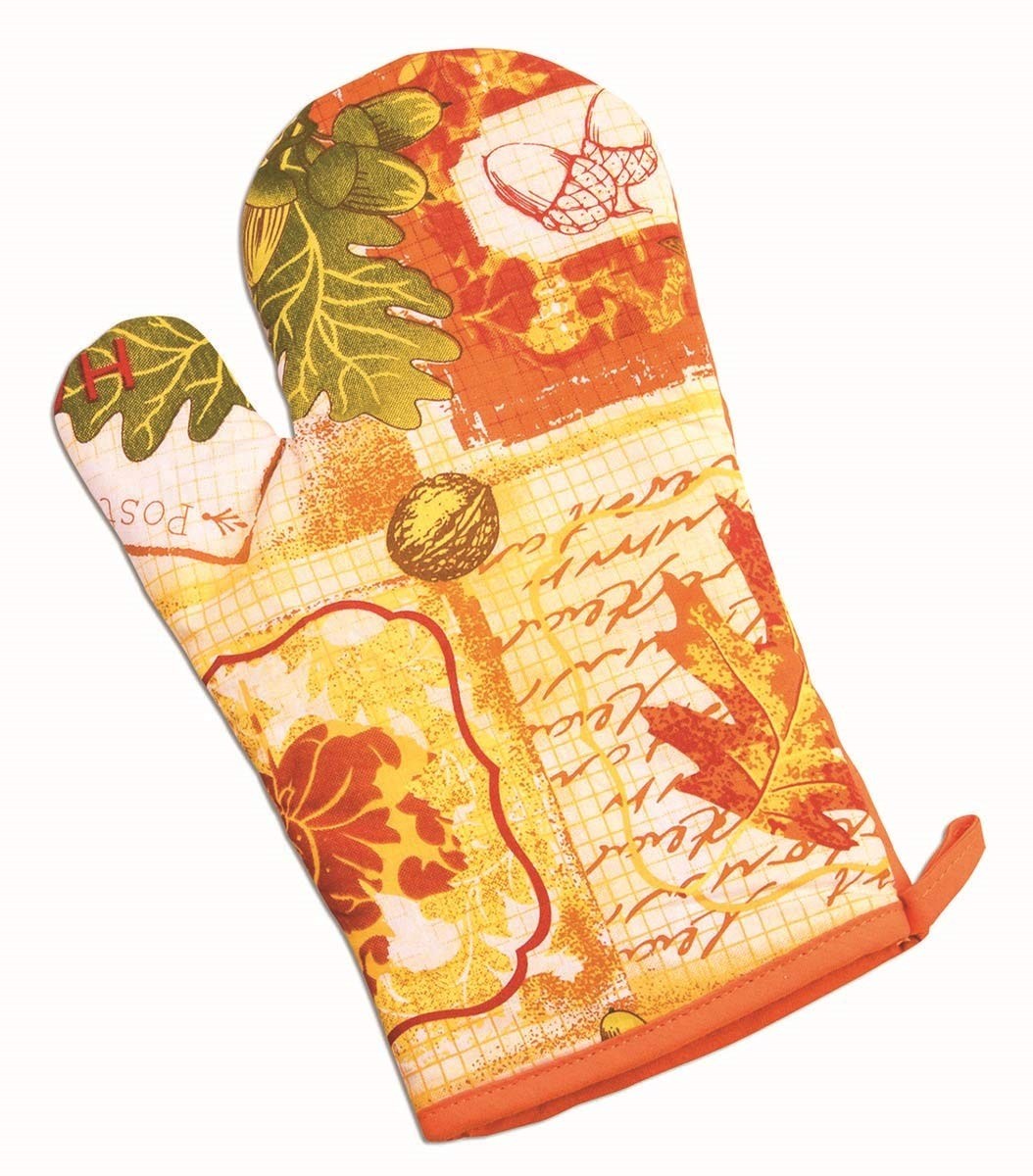 Autumn Harvest Kitchen Linen Set with Printed Oven Mitt Towel and Potholder