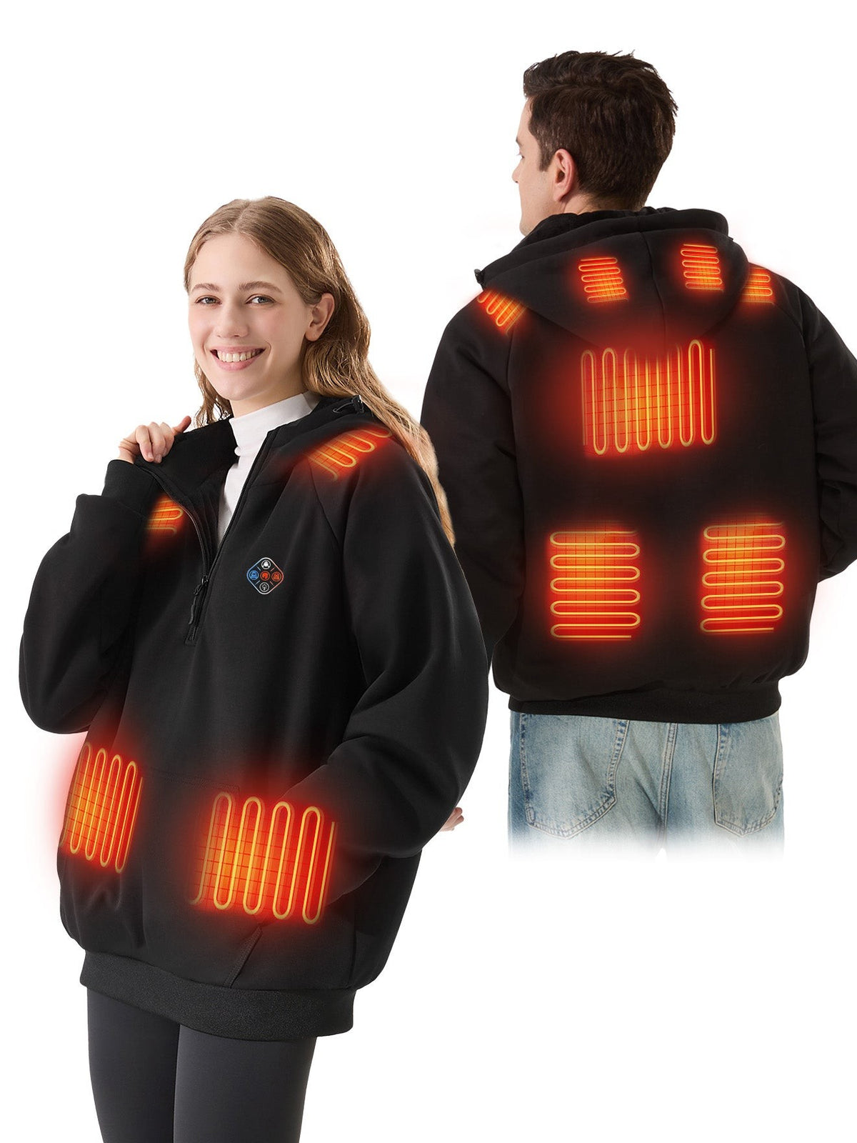 Unisex Electric Heated Fleece Pullover Sweatshirt with Included Battery Pack
