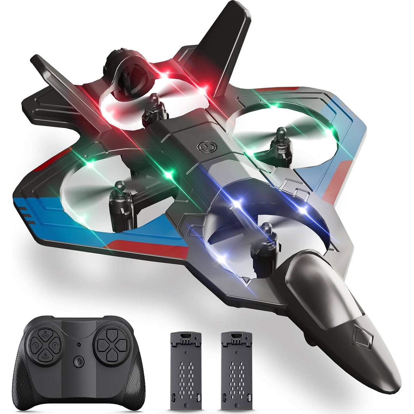RC Remote Control Airplane, 2 Battery Electric Toy Plane for Kids and Adults, Black
