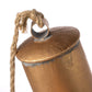 Rustic Hanging Brass Barrel Bells with Jute Rope Cluster for Holiday Decor