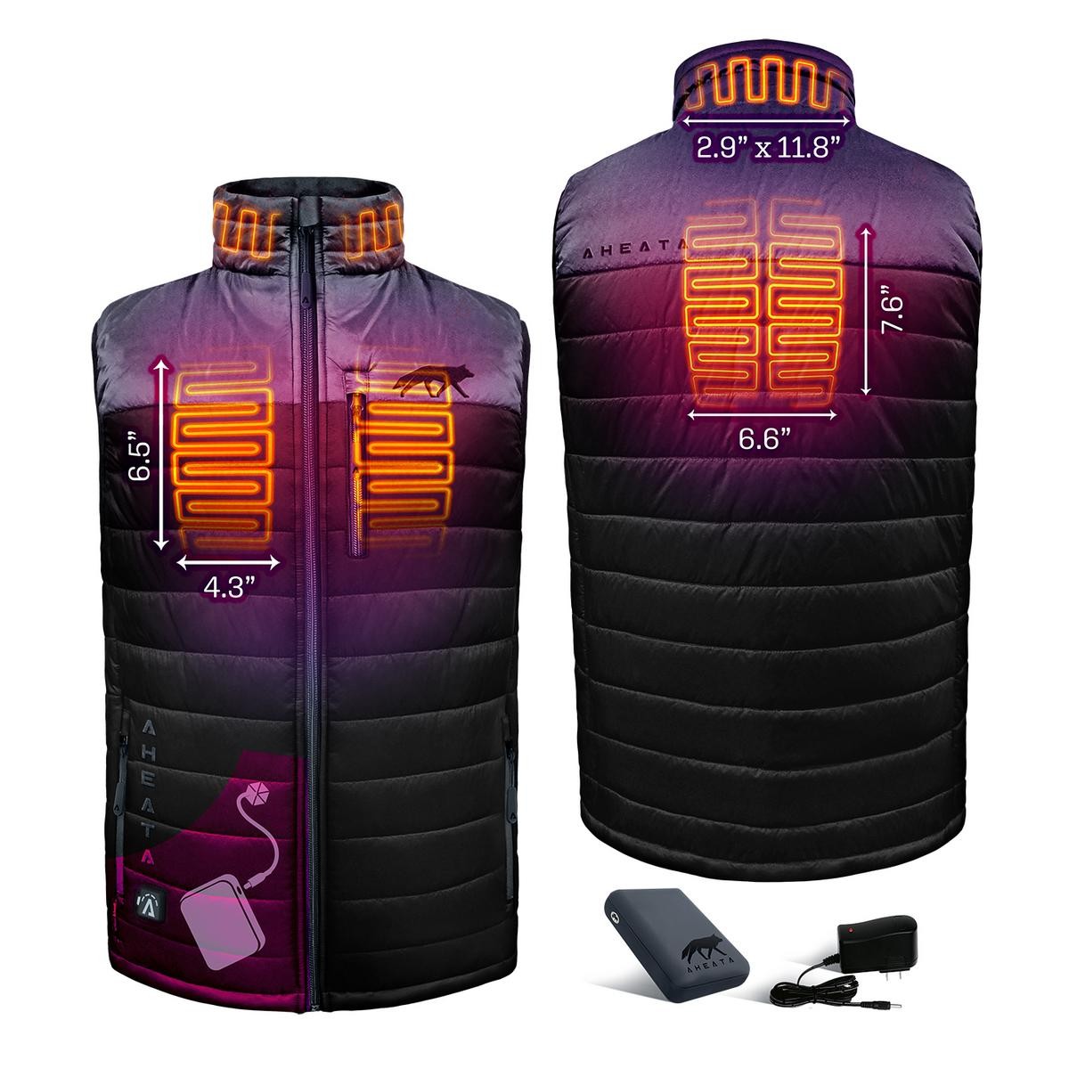 Mens Electric Heated Vest with Rechargeable Battery Pack and Fleece Lining