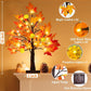2 Pack 18 Inch Prelit Fall Maple Trees, 48 LED Lighted Maple Leaf Trees for Thanksgiving Table and Autumn Home Decor