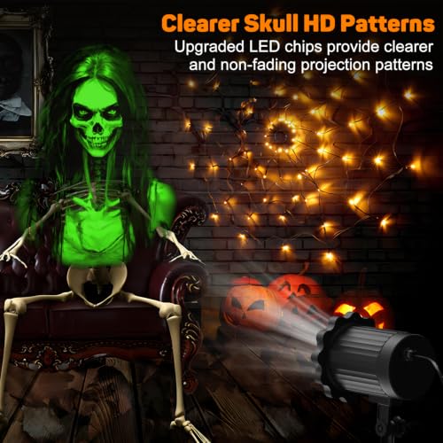 Skull Ghost Projector Light with 270 Degree Rotation and 3D Moving Effect