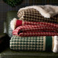 Reversible Houndstooth Fleece Throw Blanket with Soft Plush Faux Fur Backing