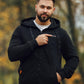Mens Electric Heated Zipper Sweatshirt with Rechargeable Battery Pack and Dual Heating Zones