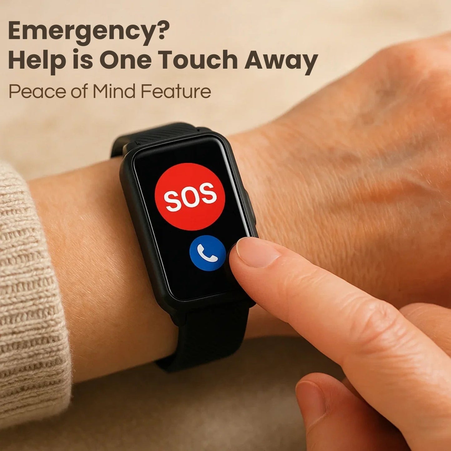 Elderly Health and Safety Wrist Watch with Automatic Fall Alert and Location Tracking