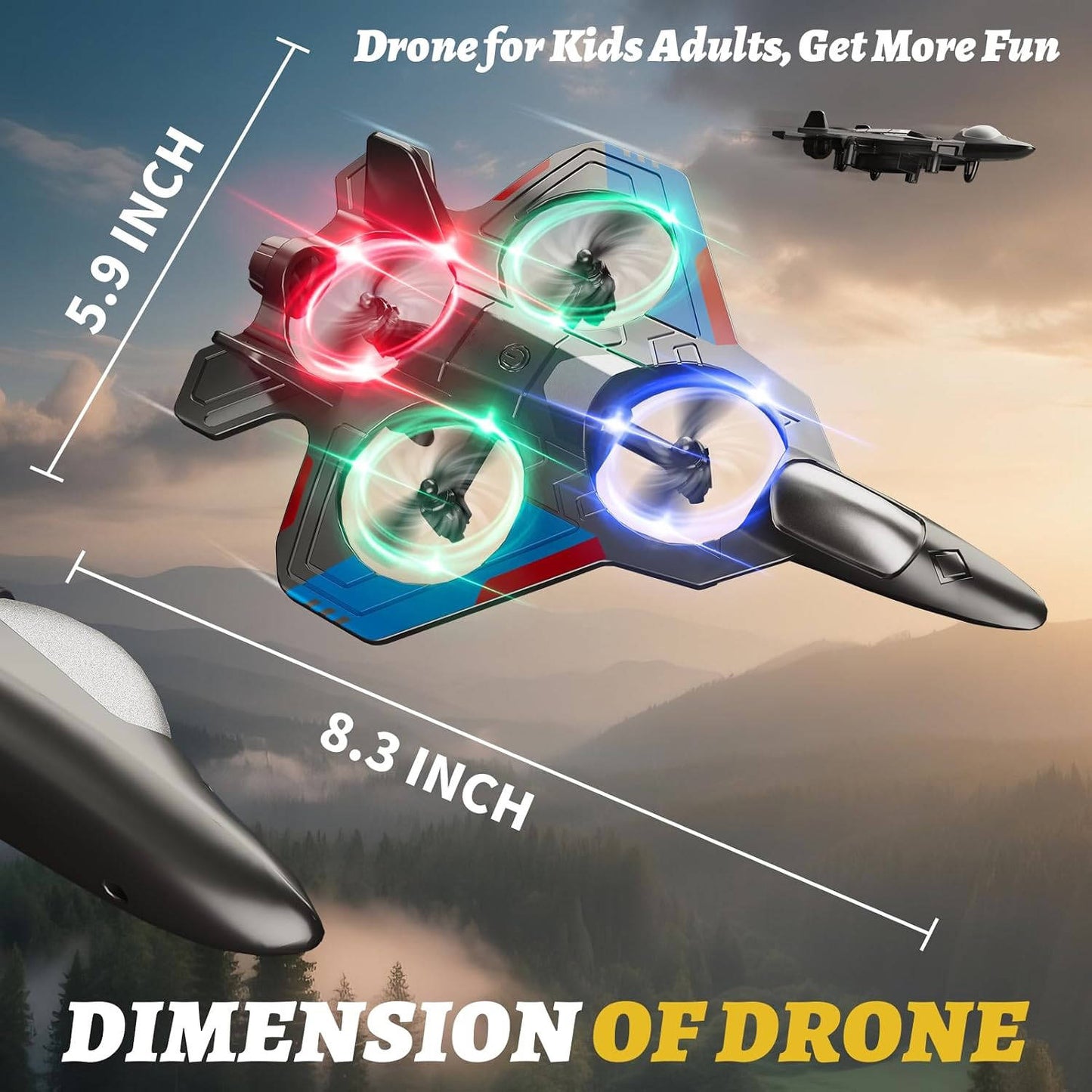 RC Remote Control Airplane, 2 Battery Electric Toy Plane for Kids and Adults, Black