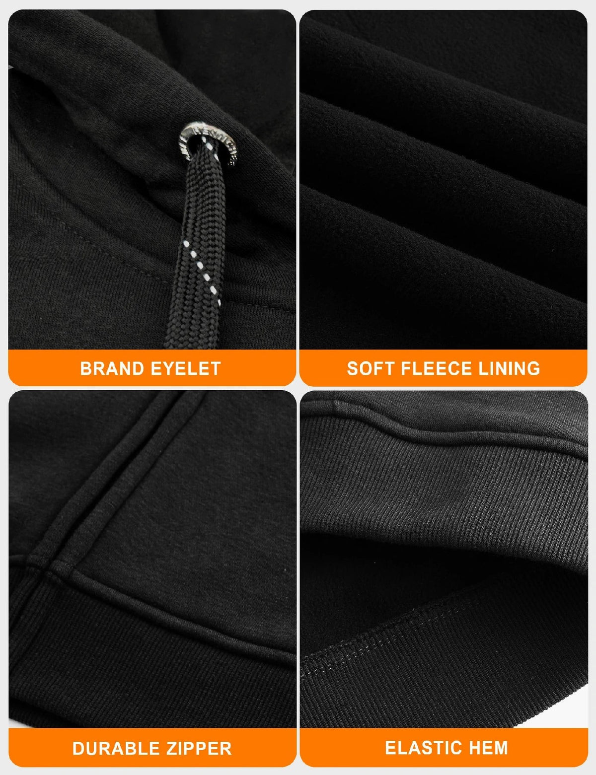 Mens Electric Heated Zipper Sweatshirt with Rechargeable Battery Pack and Dual Heating Zones