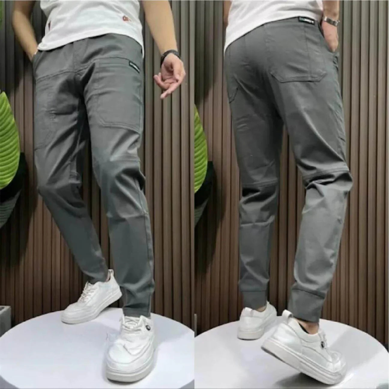 Stretch Cargo Jeans with Six Pockets and Slim Flexible Fit