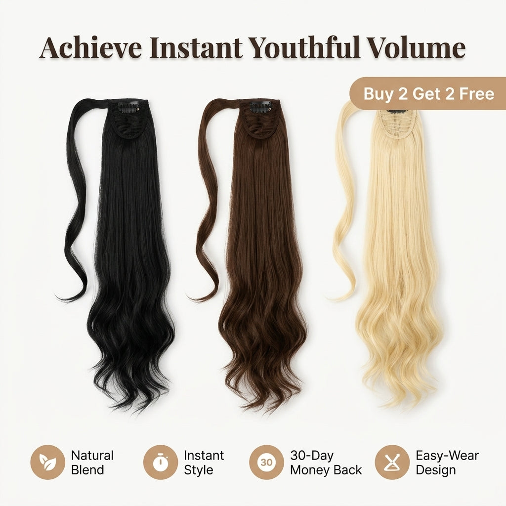 Ponytail Extension with Clip Attachment and Invisible Hairpins, Storage Bag Included