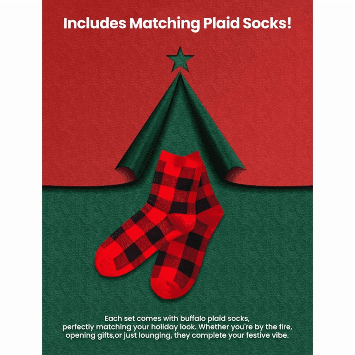 Matching Family Christmas Pajamas Set with Plaid Sleepwear and Pet Bandana