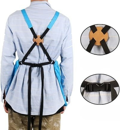 Water Resistant Garden Apron with Cross Back Straps and Dual Pockets, Adjustable Fit