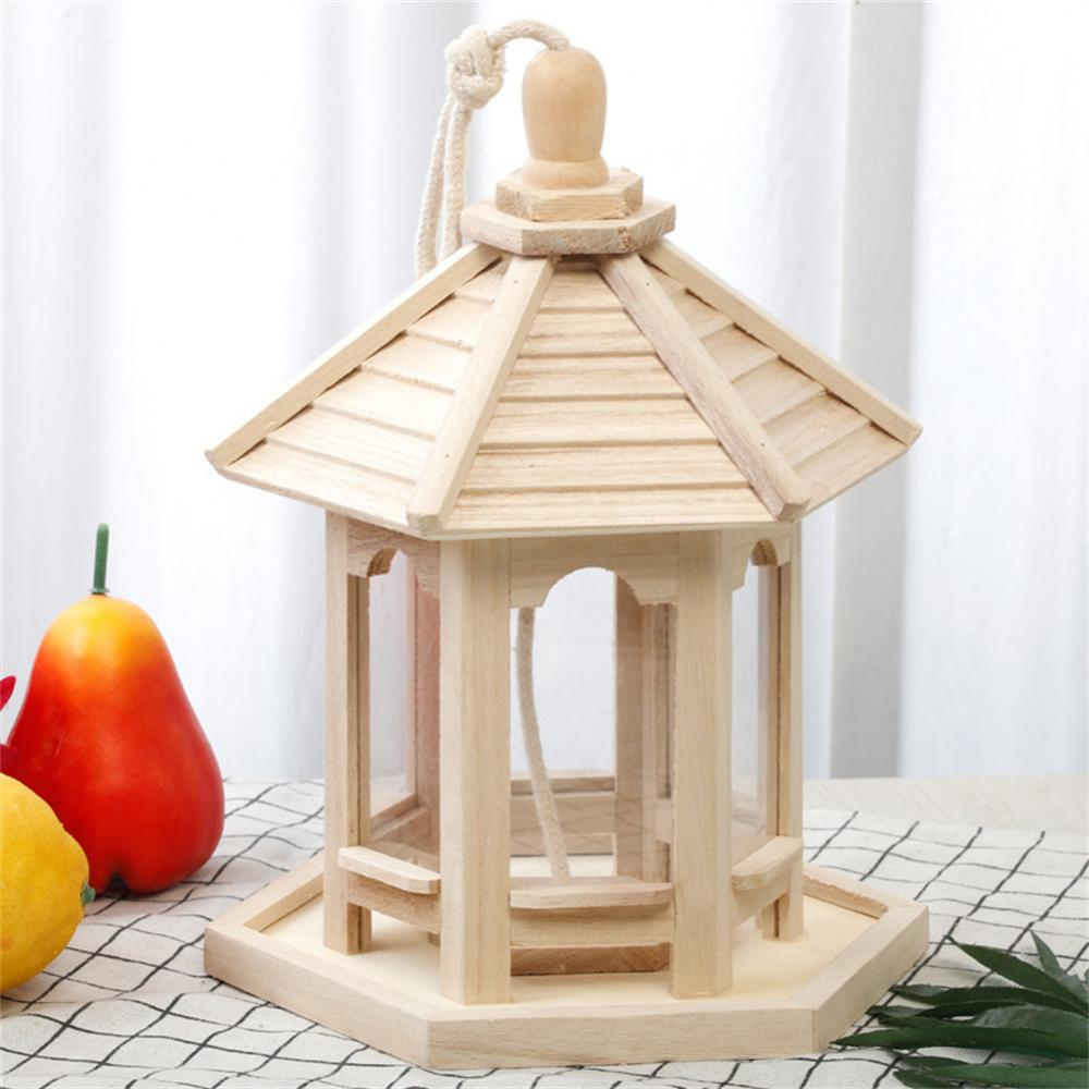Wooden Bird Feeder with Transparent Acrylic Panel and Protective  Roof