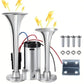 2026 Upgraded 12V 130DB Air Horn Dual Horn, Horn Kit with Air Compressor,Dual Electric Air Horns Kit with Compressor for Vehicles Trucks Pickup Trains Lorrys SUVs Cars Boats (12V SilverBlack) Alarm for Home Security, allveramart