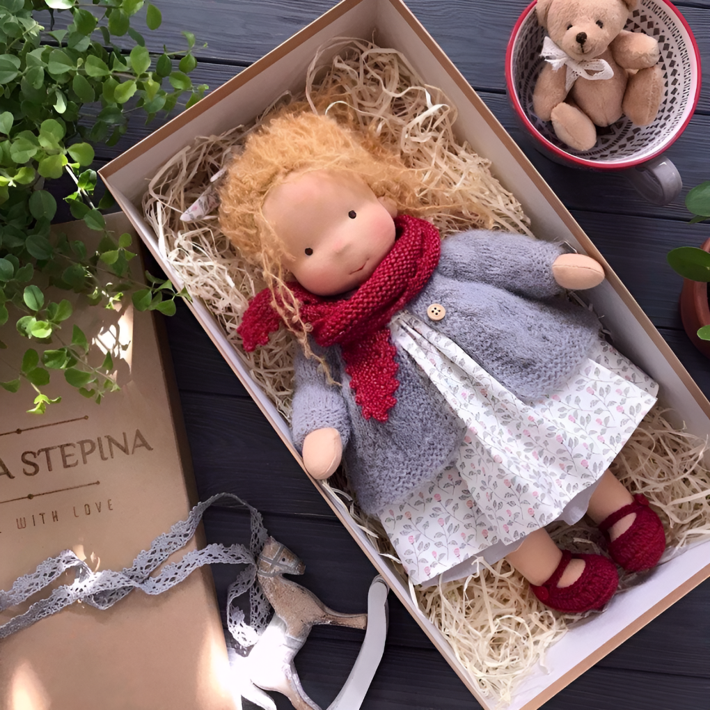 Soft Cotton Doll with Wool Stuffing and Neutral Features for Toddlers