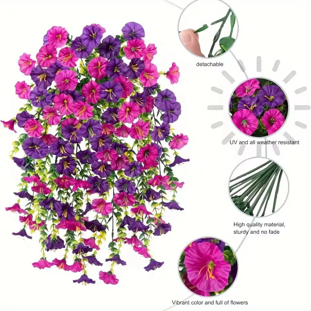 UV Resistant Artificial Morning Glory Hanging Decor
