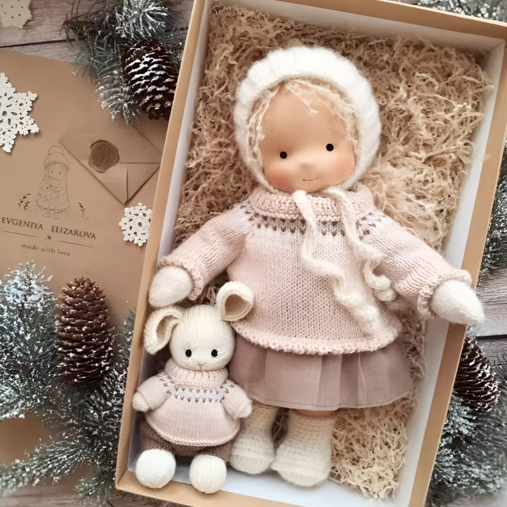 Soft Cotton Doll with Wool Stuffing and Neutral Features for Toddlers