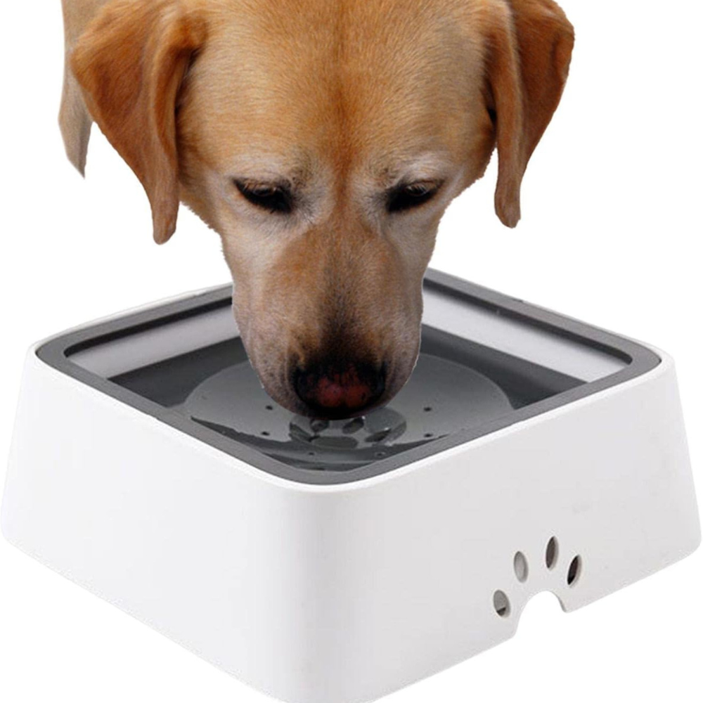 Dog Water Bowl with Floating Disk Control and Non-Slip Base, 1.5 Liter