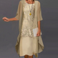 Two Piece Chiffon Dress with Lace Accents and Flowing Fabric for Formal Events
