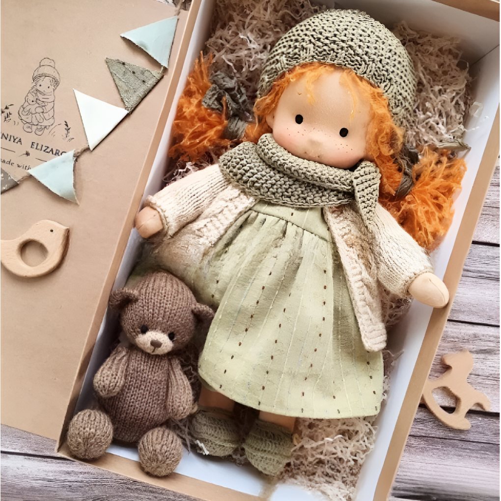 Soft Cotton Doll with Wool Stuffing and Neutral Features for Toddlers