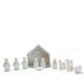 Nativity Scene Set with Nine Porcelain Figures and Stable Frame