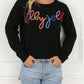 Womens Pullover with High Stretch Rib Knit and Front Panel, Black