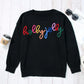 Womens Pullover with High Stretch Rib Knit and Front Panel, Black