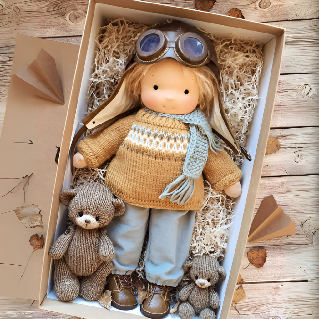Soft Cotton Doll with Wool Stuffing and Neutral Features for Toddlers