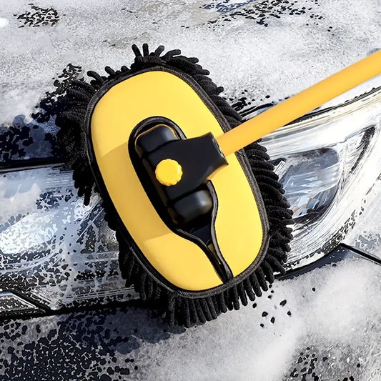 Telescopic Car Wash Brush with Rotating Head and Microfiber Chenille Bristles, Extends 19.69-40.16 inches