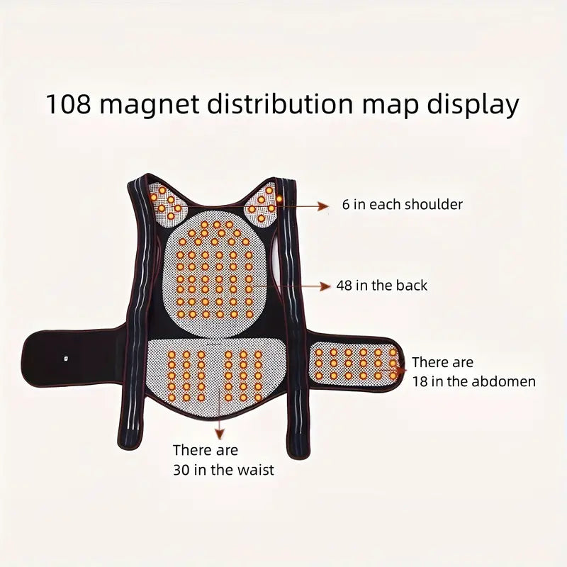 Adjustable Lower Back Support Brace with 108 Magnets and Infrared Heat Therapy