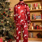 Burgundy Satin Pajama Set with Button Front Top and Loose Leg Pants