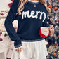 Womens Pullover Sweater with Festive Pattern and Drop Shoulder, Loose Fit