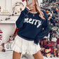 Womens Pullover Sweater with Festive Pattern and Drop Shoulder, Loose Fit