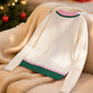 Festive Knit Cardigan with V-Neckline and Drop Shoulders, Multicolor Christmas Pattern