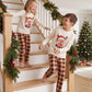 Plush Fuzzy Lounge Set with Christmas Pattern and Long Sleeves, Beige Pants
