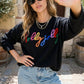 Womens Pullover with High Stretch Rib Knit and Front Panel, Black