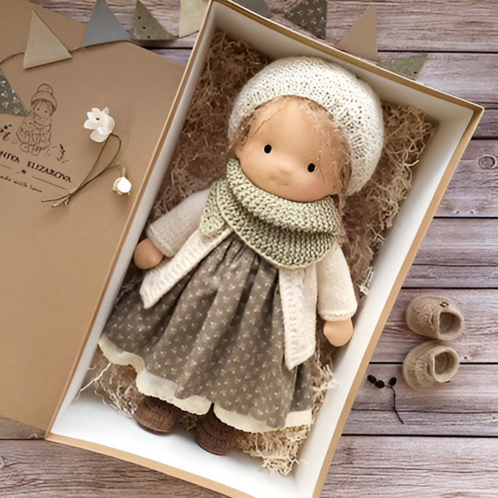 Soft Cotton Doll with Wool Stuffing and Neutral Features for Toddlers