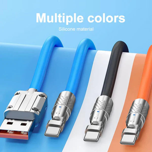 Rotating Charging Cable with 180 Degree Swivel and 3 Interchangeable Tips, 6A Fast  Charging