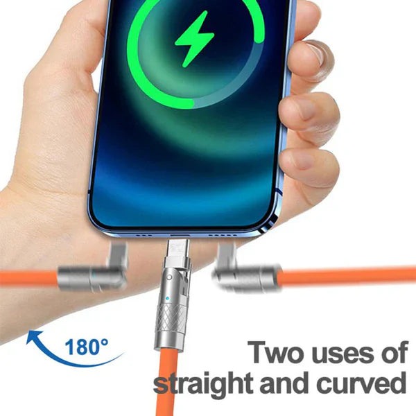 Rotating Charging Cable with 180 Degree Swivel and 3 Interchangeable Tips, 6A Fast  Charging