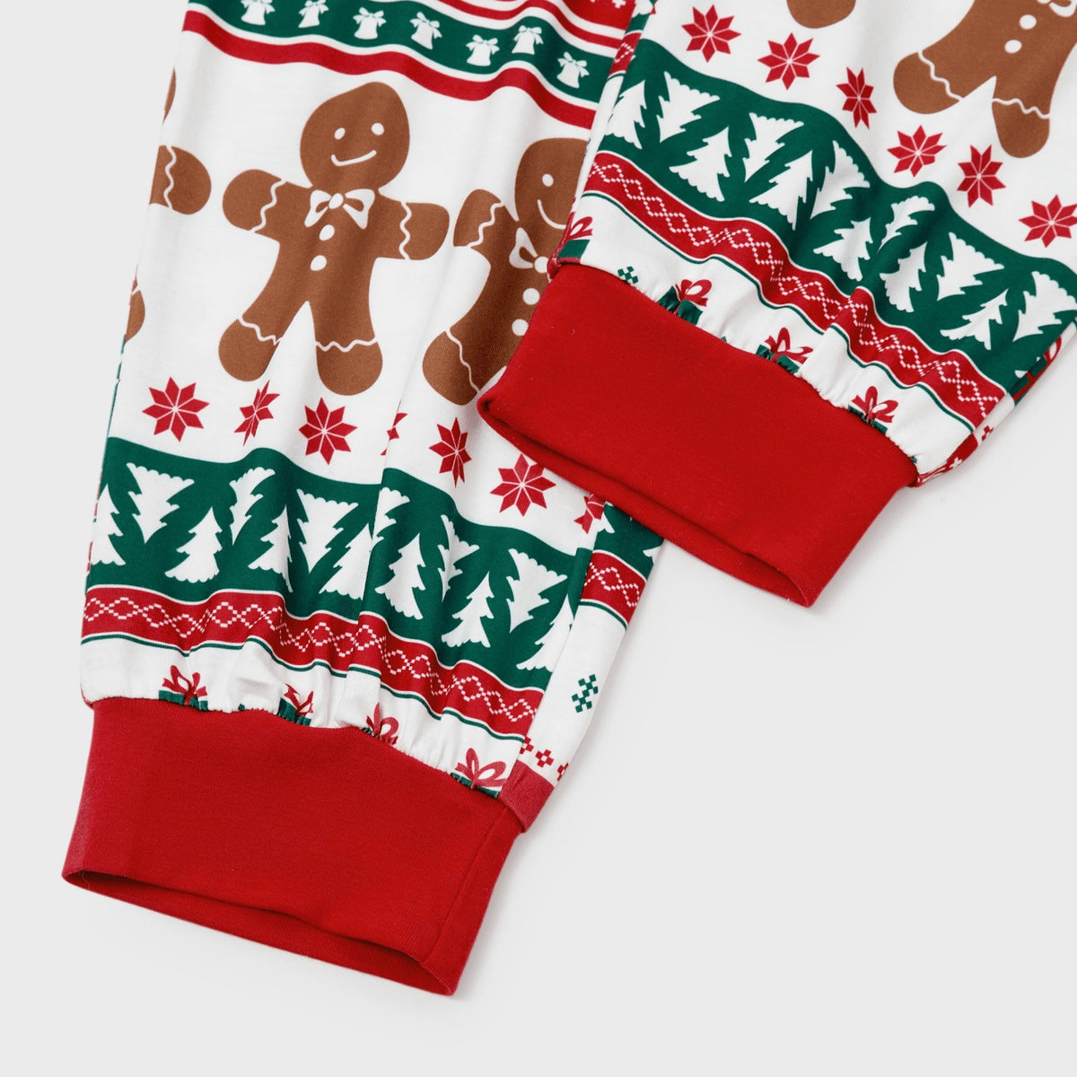 Matching Family Christmas Pajamas with Gingerbread and Tree Festive Print
