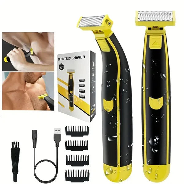 Men's Electric Shaver and Trimmer, Rechargeable Wet and Dry Grooming Kit