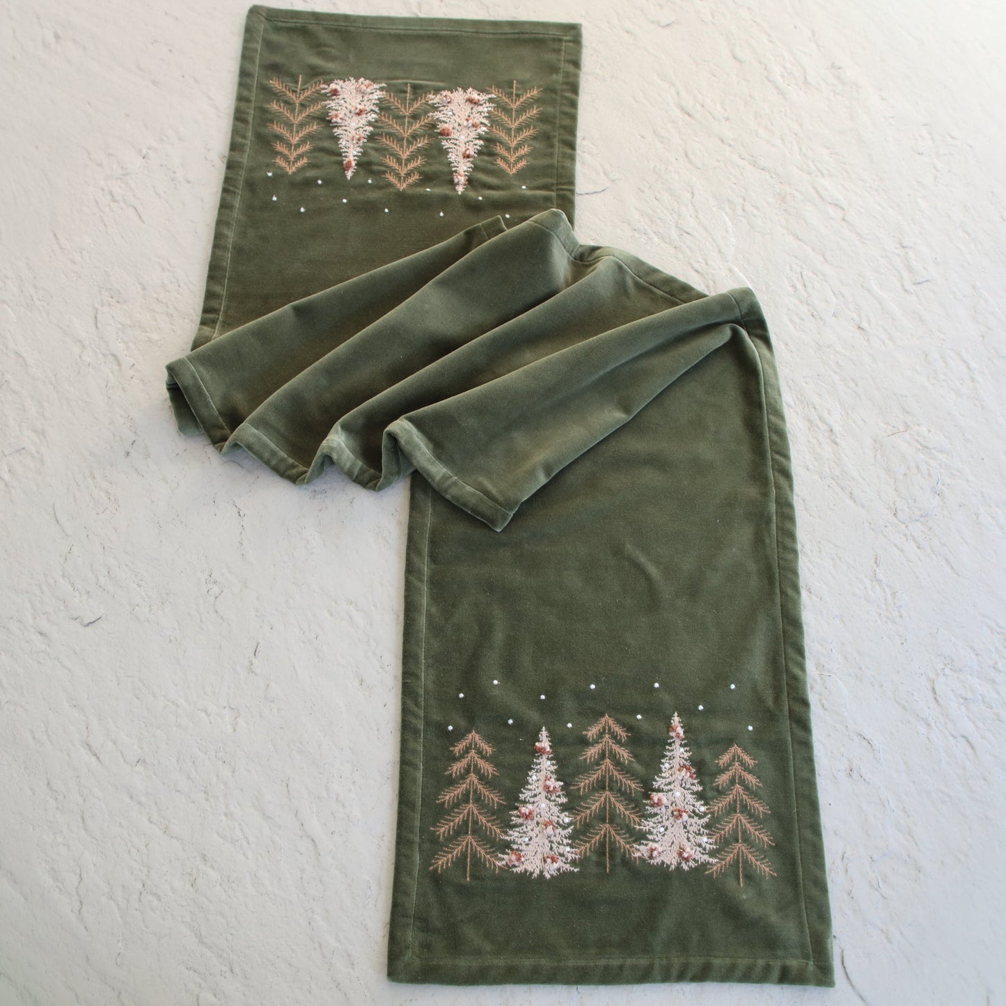 Green Velvet Pines Table Runner - Interior Delights