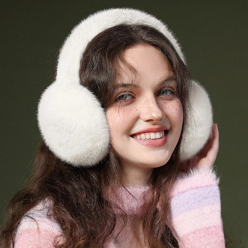 Foldable Plush Earmuffs with Detachable Material and Adjustable Band