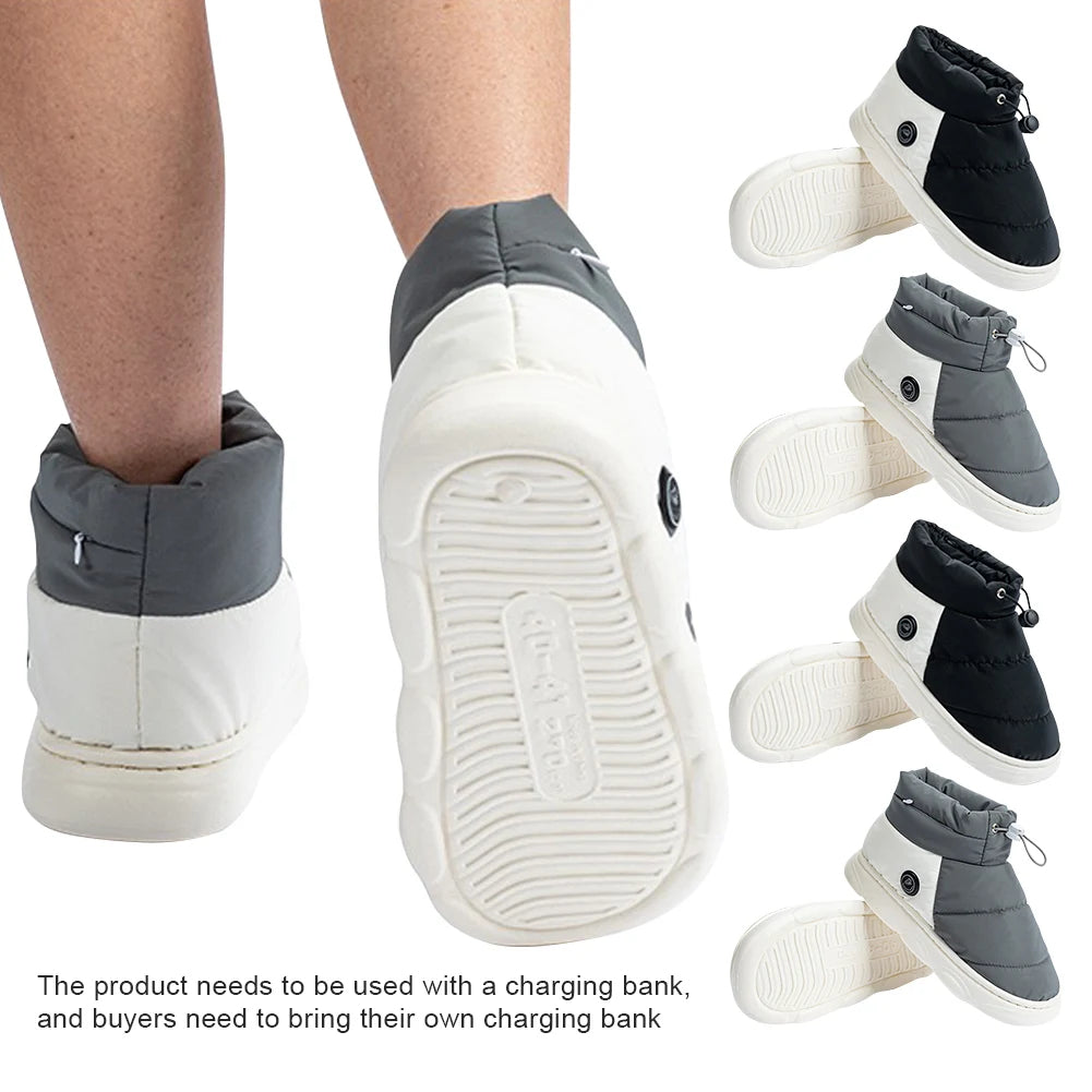 USB Heated Puffer Booties with 3 Heat Settings and Non-Slip Soles