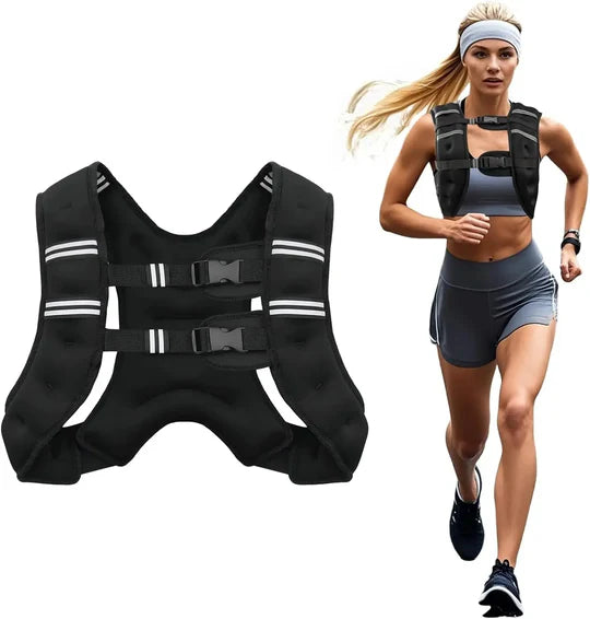 Adjustable Weighted Training Vest with Reflective Stripes