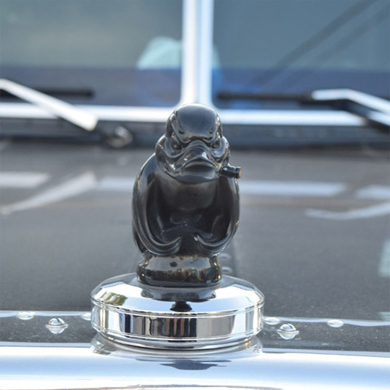 Duck Radiator Emblem with Chrome Plating and Pin Mounting, 6x4 Inches