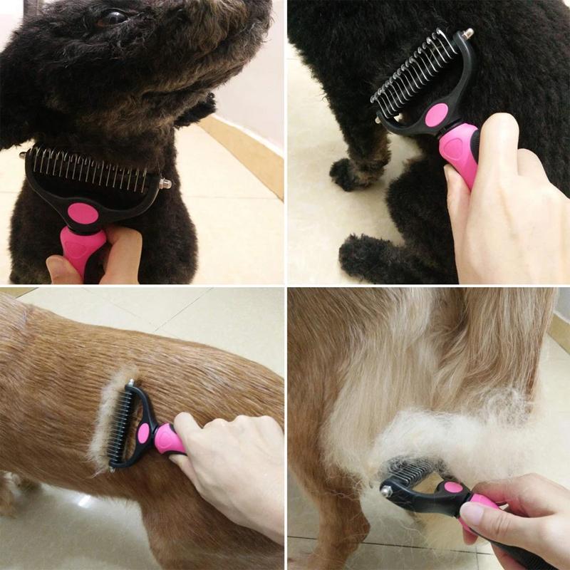 Undercoat Removal Brush with Rounded Steel Teeth for Medium to Long Fur